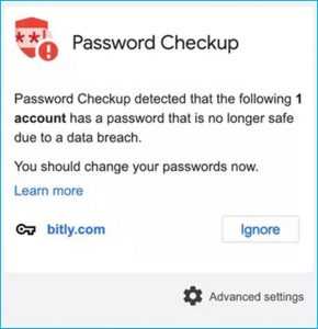 أداة Password Checkup tool