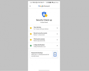 إجراء فحص الأمان على حسابك فى جوجل